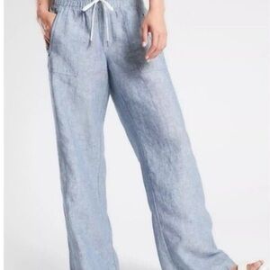 Athleta Blue Wide Leg Pants High Waisted Relaxed Fit